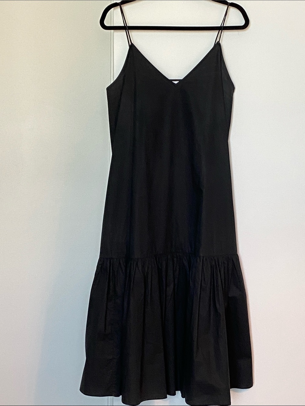 Anine Bing Black Slip Midi Dress with Ruffled Tier